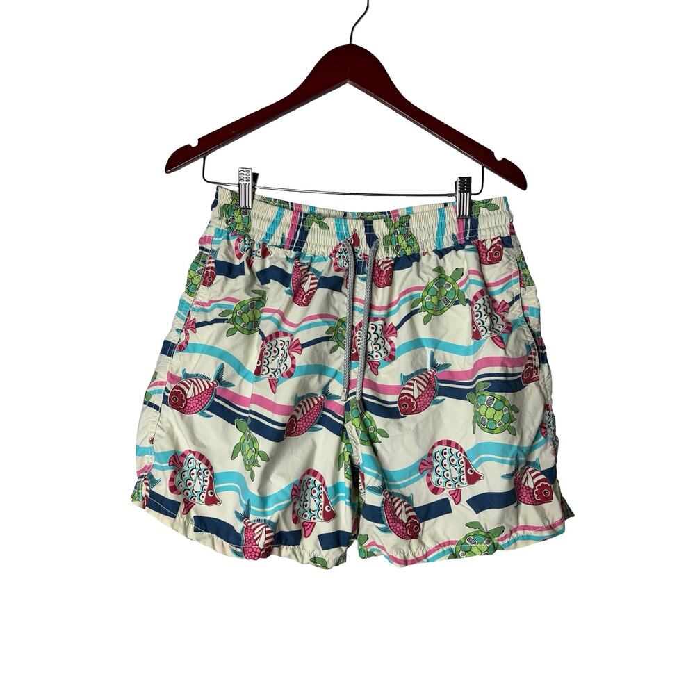 Vilebrequin men fish multicolor print swim trunks sz L